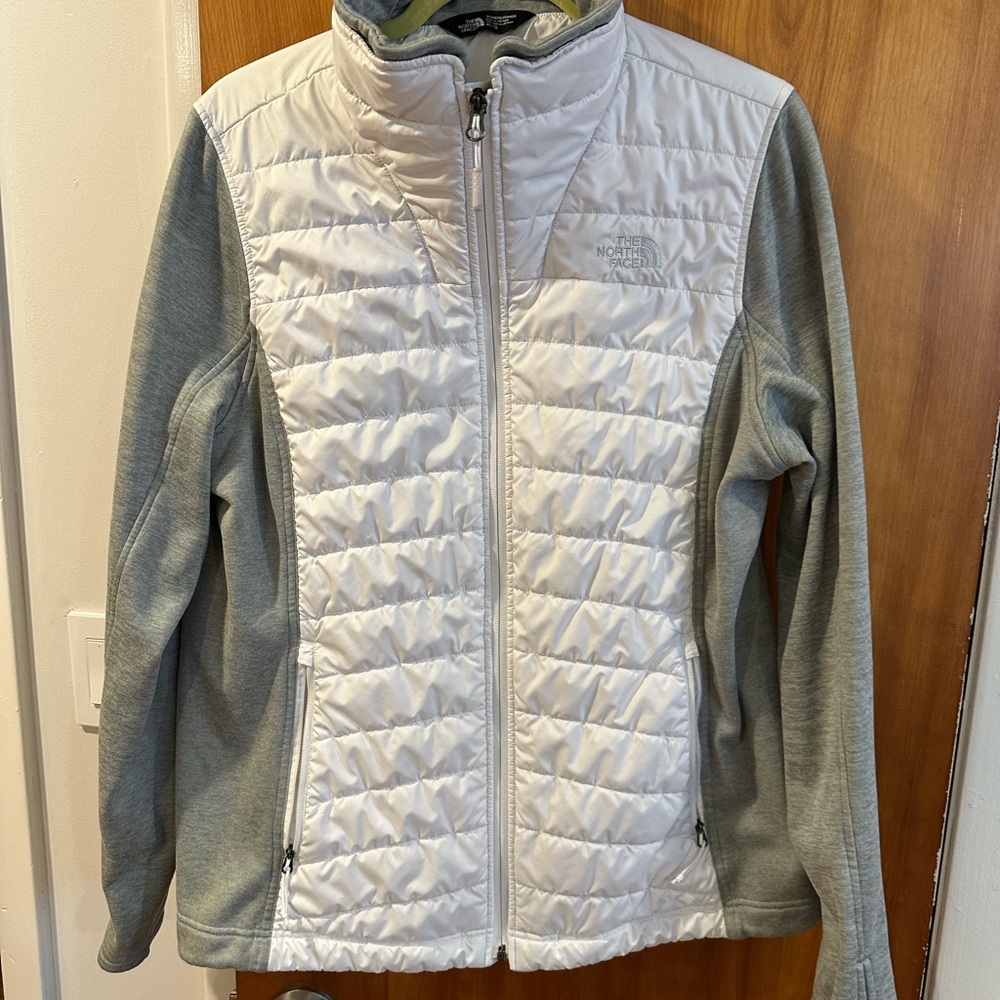 The North Face White and Gray Jacket with Quilted Design